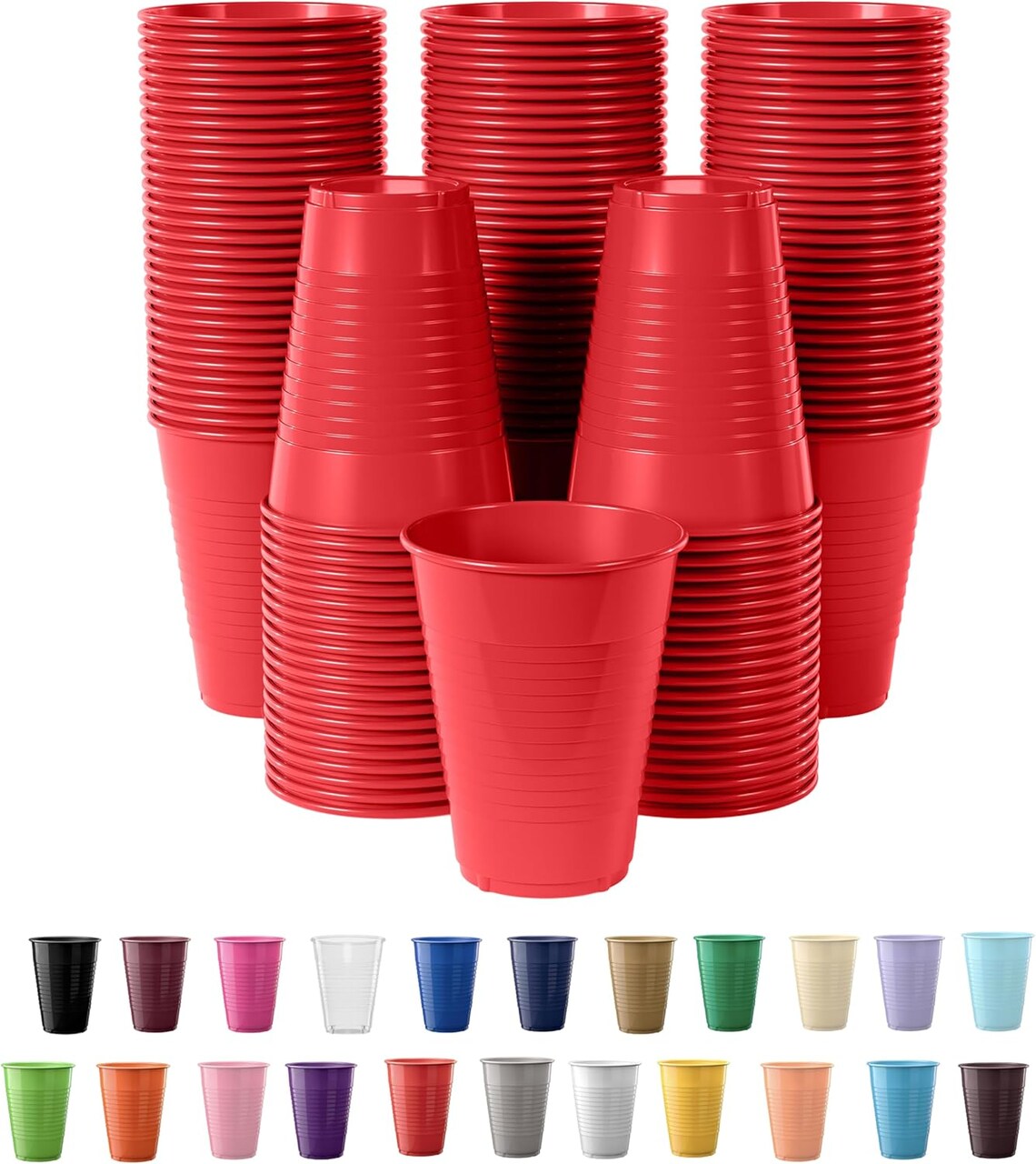 Exquisite Party Solids 12 Oz Plastic Cups – 100 Pack Disposable Cups for Parties & Events | Durable Plastic Party Cups | Bulk Drink Cups for Soda, plastic cup | Recyclable Disposable Cups for Everyday Use & Celebrations